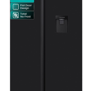 Hisense 541L No Frost Side by Side Fridge with Water Dispenser-Glass Black