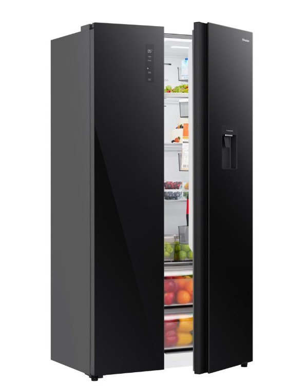 Hisense 541L No Frost Side by Side Fridge with Water Dispenser-Glass Black - Image 3