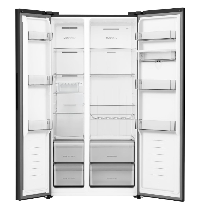 Hisense 541L No Frost Side by Side Fridge with Water Dispenser-Glass Black - Image 2