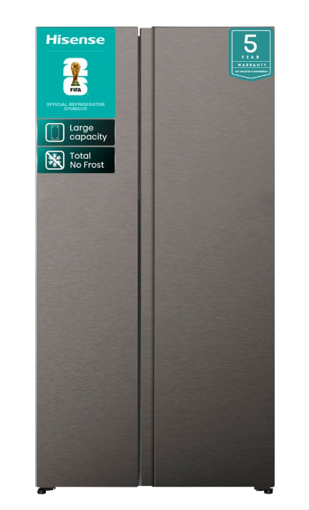 Hisense 543L Frost Free Side by Side Fridge Freezer PureFlat Stainless Steel