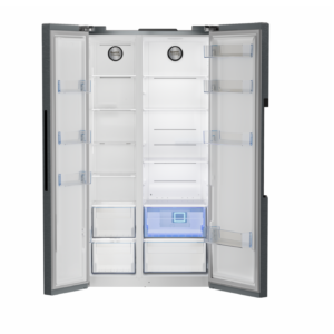 Defy fridge 559L, side by side fridge freezer, NatureLight technology fridge, frost free fridge South Africa, large fridge for family, energy efficient refrigerator, modern dark inox fridge, Defy DFF636 review, stylish kitchen appliances, big capacity fridge