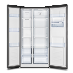 Defy DFF456 Mirror Black Glass Fridge - 496L Side-by-Side Fridge for sale