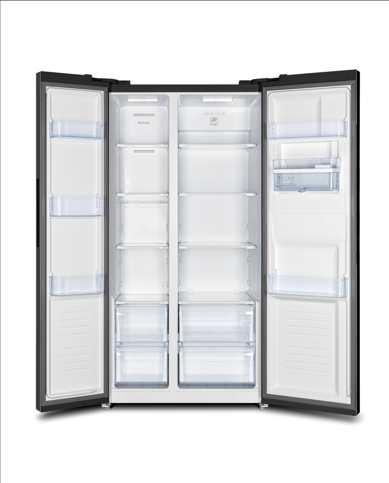 Defy DFF456 Mirror Black Glass Fridge - 496L Side-by-Side Fridge for sale