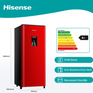 Alternative view of Hisense 177L Single Door Fridge with Water Dispenser - Red